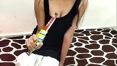 Hindi indian school girl chocolate dekar